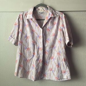 Vintage ACT III floral short sleeve button down top